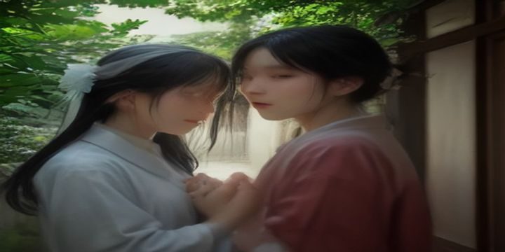 温暖光线下两人在桌边相对而坐但目光各自朝向不同方向，呈现家庭关系中的情感疏离与乱情前兆氛围